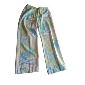 Talbots Womens Capri Pants 8 Tropical Floral Stretch Wide Leg Beach Coconut Girl
